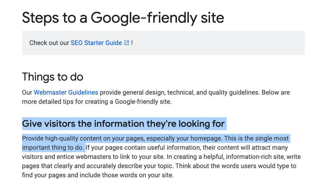 Google on what makes a friendly site.